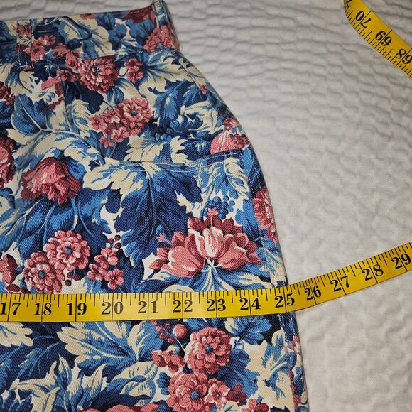 MDM Designs Skirt Womens 20W Blue Pink Floral Vintage USA Made Denim Maxi Skirt - Picture 10 of 11